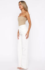 Alyssa High Rise Straight Leg Jeans Off White