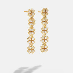 18K Gold Lucky Clover Drop Earrings - Clover