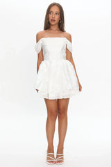 Lusting Off Shoulder Mini Dress White