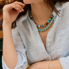 Jocelyn Beaded Necklace - Turquoise Bead
