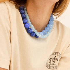 Jane Beaded Necklace - Lapis/Blue Lace Agate