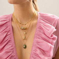 Aura Semi-Precious Pendant Necklace - Yellow Jasper