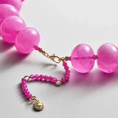 Joan Semi-Precious Necklace - Fuchsia Agate Bead