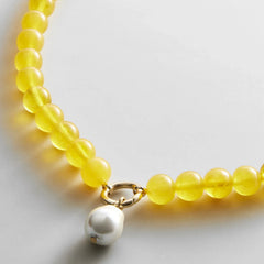 Janette Beaded Ring Necklace - Citrine