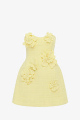 Rosario Tweed Petal Bustier Mini Dress - Sorbet Yellow
