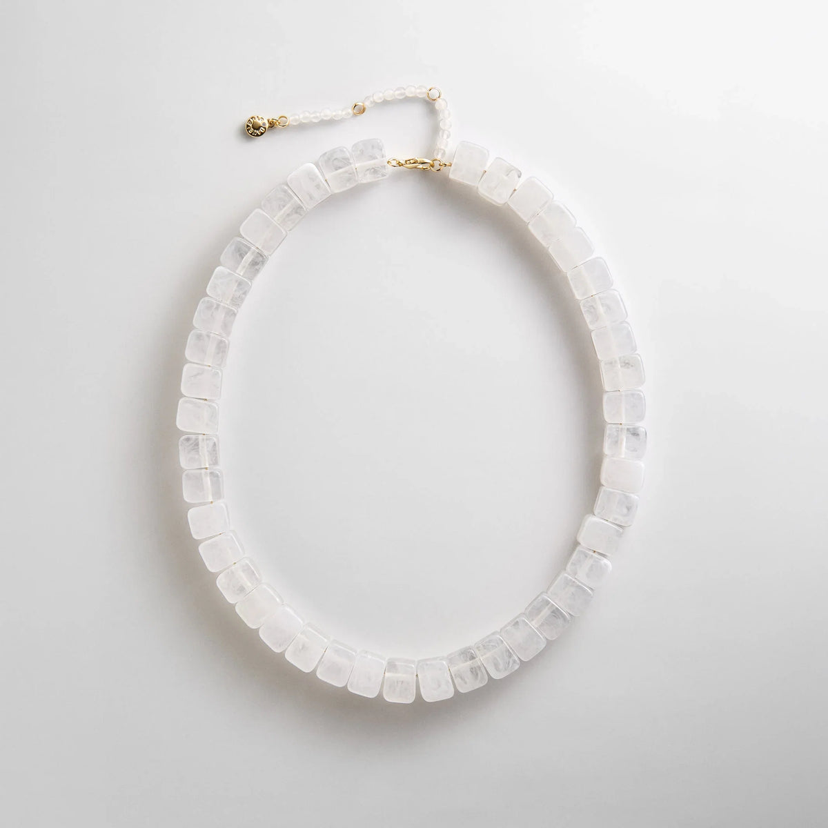 Jess Square Beaded Necklace - White Quartz