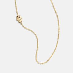 18K Gold Asymmetrical Hamsa Necklace - Hamsa