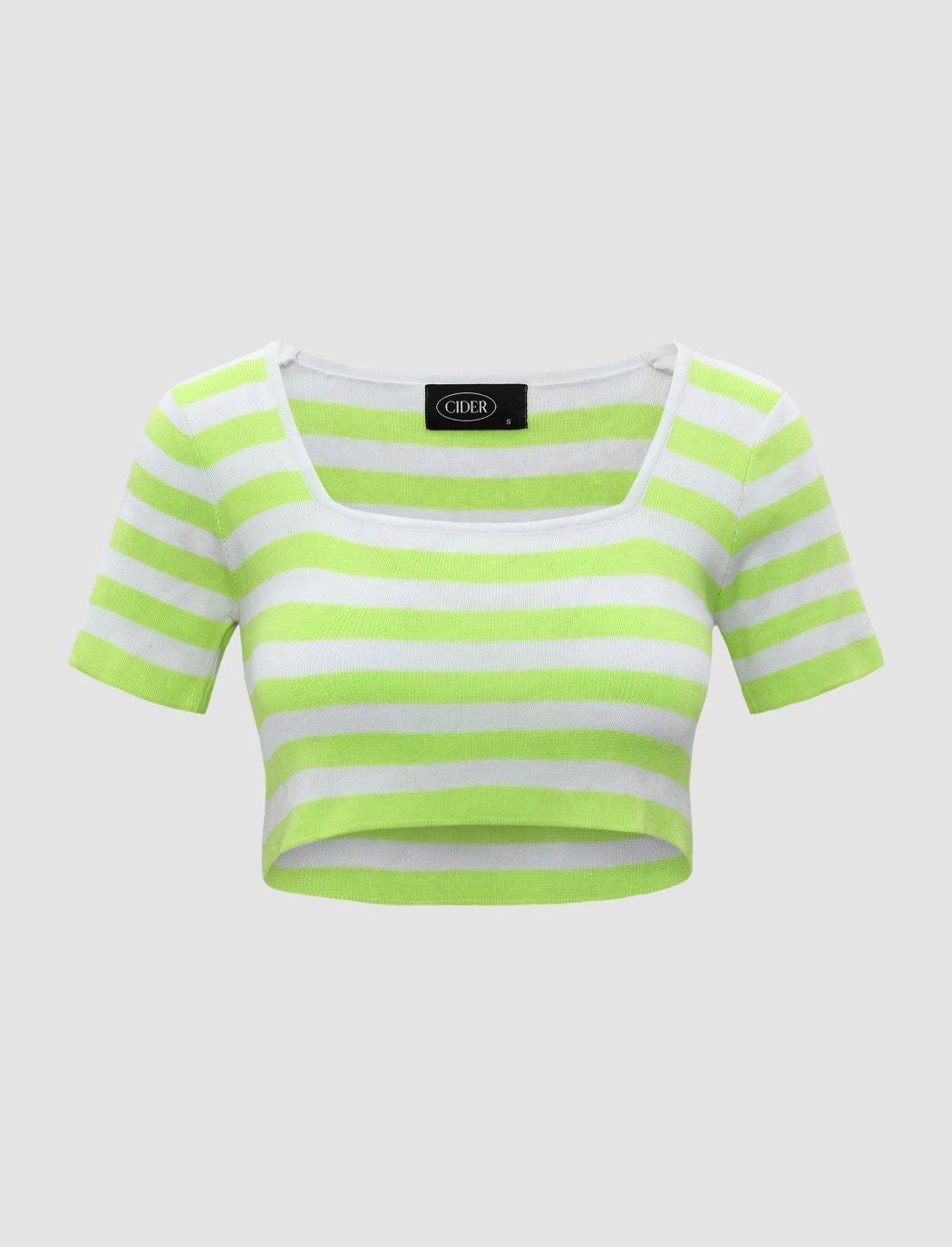 Square Neckline Striped Knitted Top