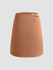 Light Brown Waist Cut Out Skirt