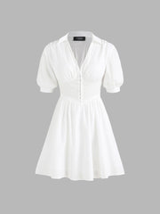 Solid Short Sleeve Mini Dress