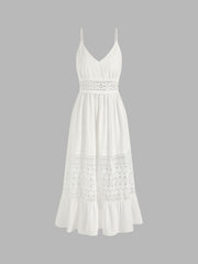 Floral Lace Hollow Out Midi Dress