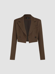 Solid Collar Crop Blazer