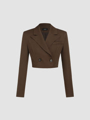 Solid Collar Crop Blazer