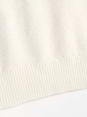 Solid V-neck Lace Trim Oversized Knitted Top