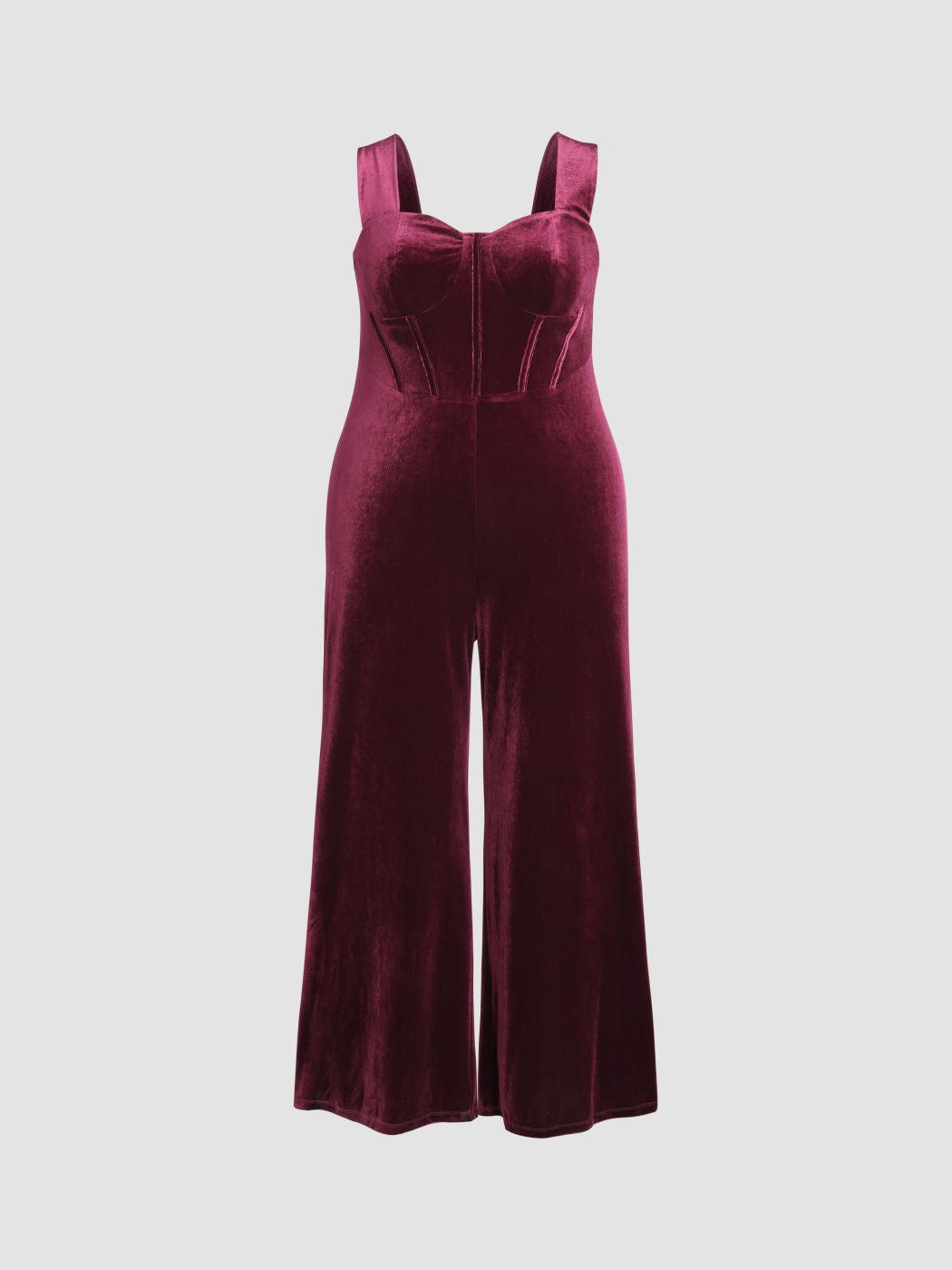 Velvet Retro Solid Jumpsuit Curve & Plus