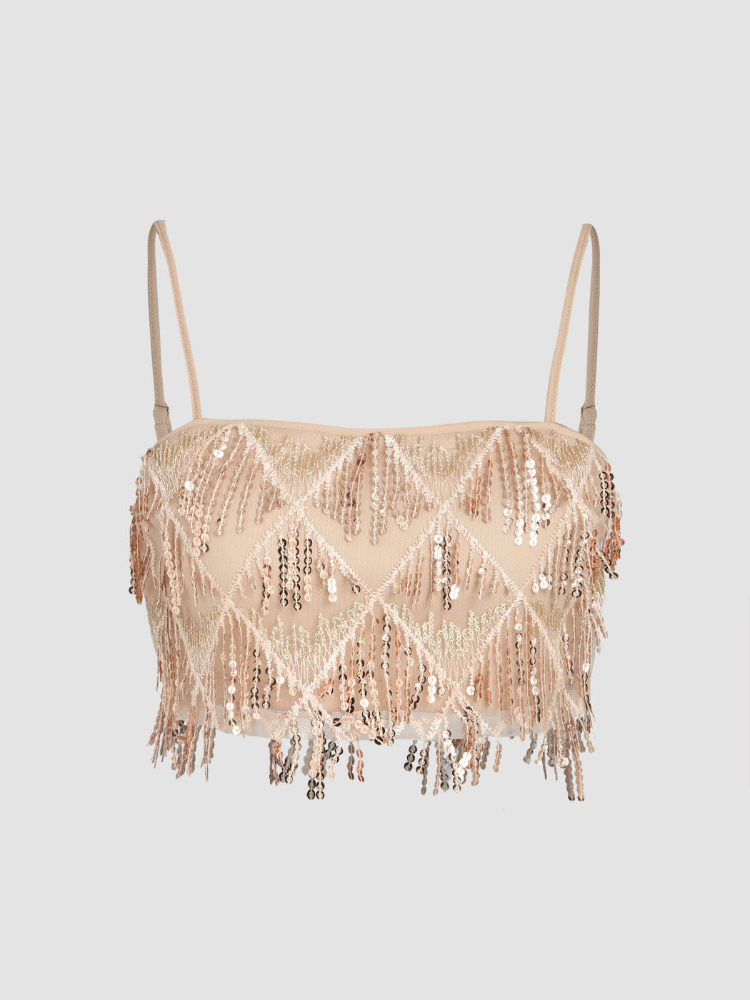Sequins Tassel Crop Cami Top