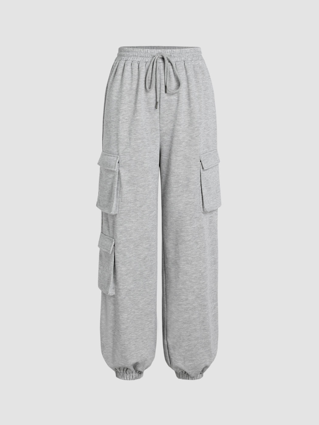 Solid Elastic Waist Cargo Jogger Sweatpants