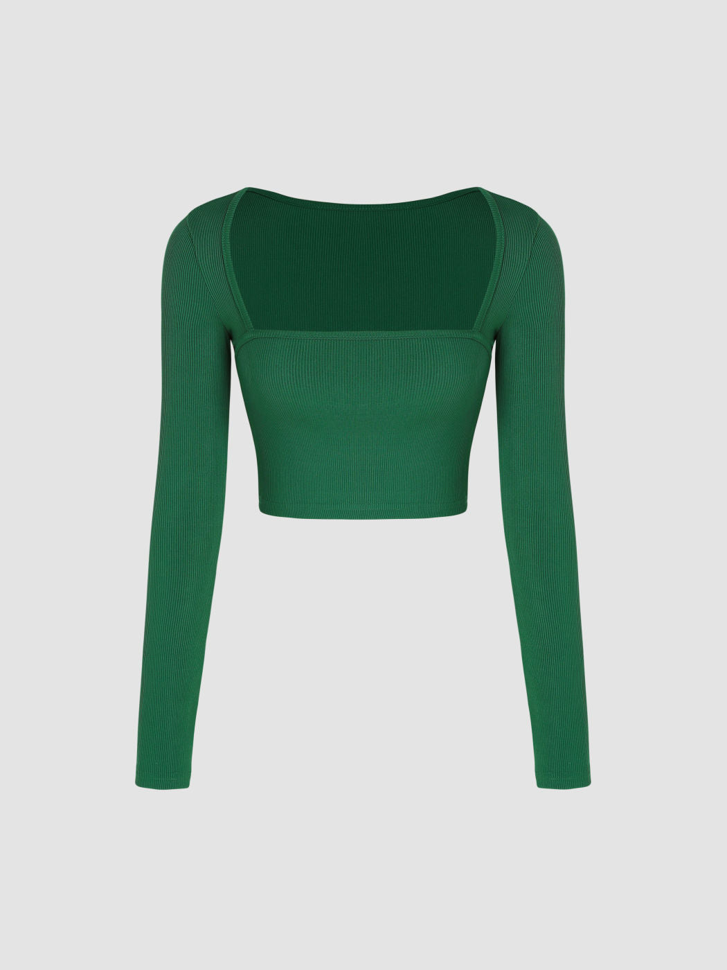 Solid Square Neck Knitted Crop Top