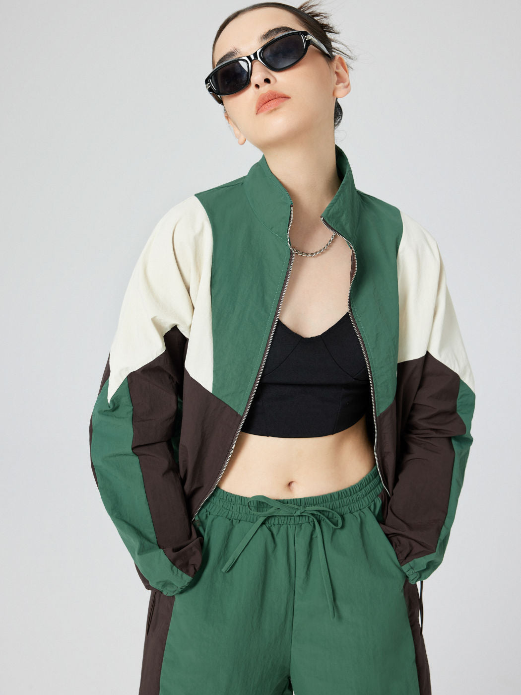 Zip Through Color Block Windbreaker