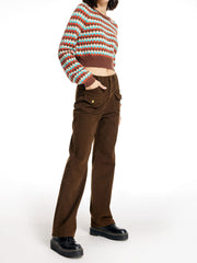 Last Autumn Chocolate Straight Leg Trousers