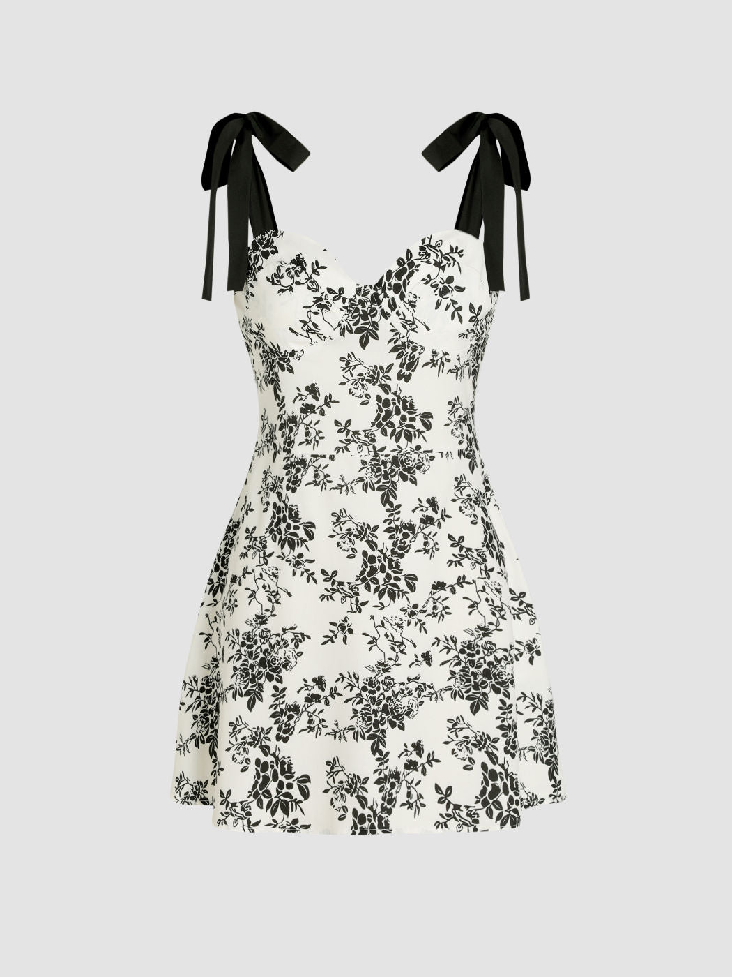Floral V-neck Knotted Mini Dress