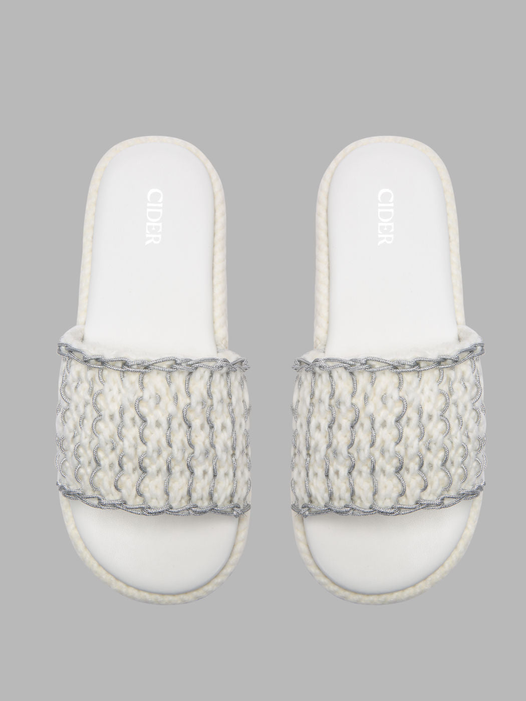 Braided Fuzzy Band Flat Slippers