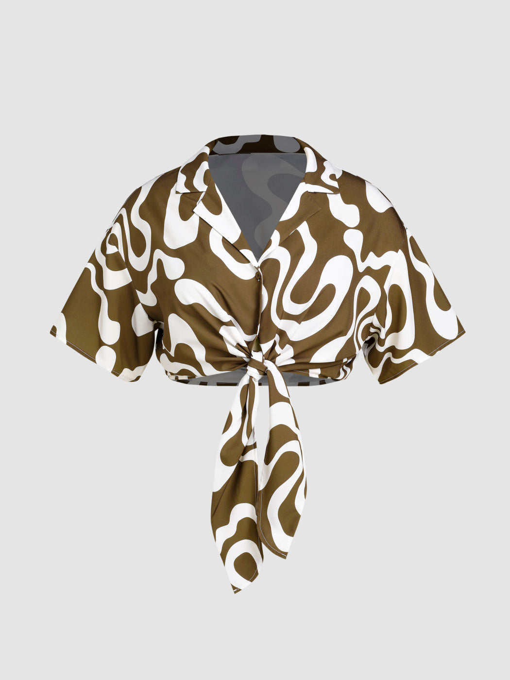 Geometric Collar Short Sleeve Blouse Curve & Plus