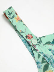 Lightweight Corduroy Floral Button Romper