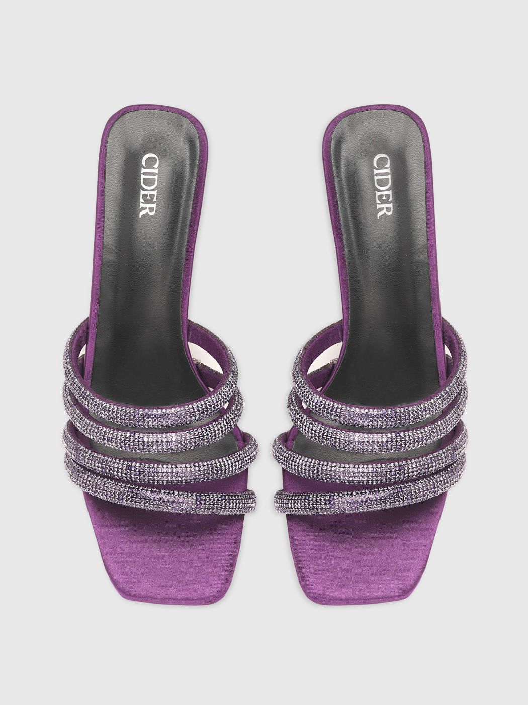 Faux Leather Glitter Double Strap Stiletto Heeled Sandals