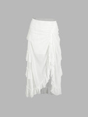 Ruffle Sheer High Waist Maxi Skirt