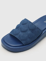 Faux Leather 3D Heart Slide Sandals