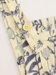 Lightweight Corduroy Floral Button Romper