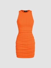 Ruched Knit Sleeveless Mini Dress