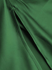Solid Satin Ruched Split Midi Cami Dress