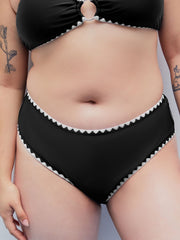 Contrasting Binding Cheeky Bikini Bottom Curve & Plus