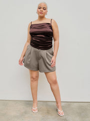 Wide Leg Pleated Pocket Shorts Curve & Plus
