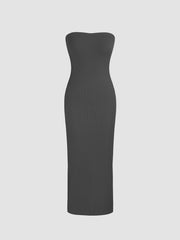 Solid Rib Tube Maxi Dress & Shrug