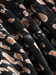 Spot Leopard Print Drawstring Split Maxi Skirt