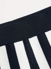 Knit Striped High Waist Ruffle Mini Skirt
