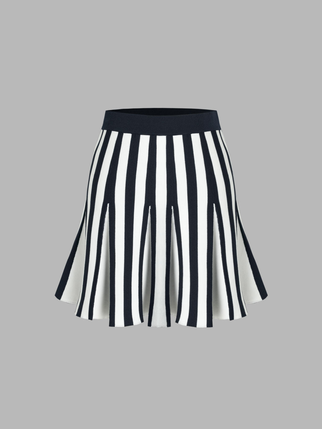 Knit Striped High Waist Ruffle Mini Skirt