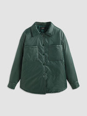 Collar Solid Button Puffer Jacket