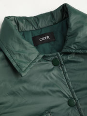 Collar Solid Button Puffer Jacket
