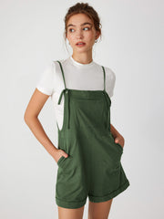 Knotted Pocket Wide Leg Romper