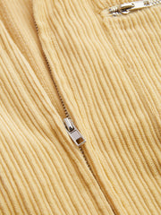 Collar Solid Zipper Jumpsuit