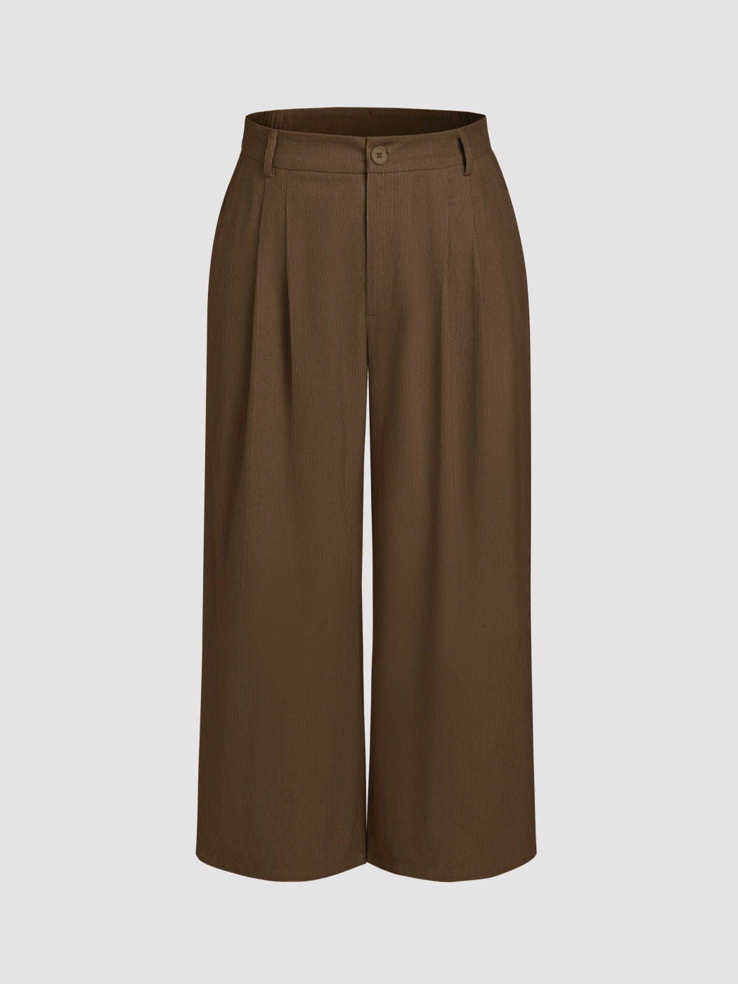 Corduroy Mid Waist Pleated Wide Leg Trousers Curve & Plus