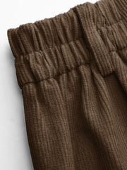 Corduroy Mid Waist Pleated Wide Leg Trousers Curve & Plus