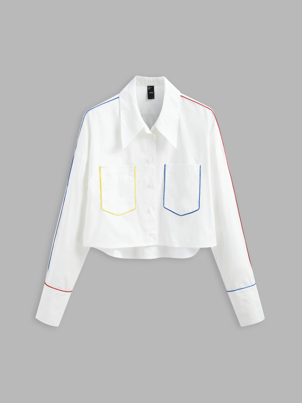 Collar Solid Pocket Long Sleeve Blouse