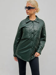 Collar Solid Button Puffer Jacket