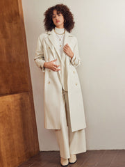 Collar Solid Pocket Trench Coat