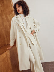 Collar Solid Pocket Trench Coat